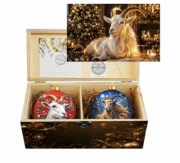 Новогодний набор на 2 шара Вестник удачи с кристаллами Swarovski (4136)