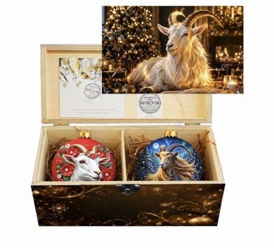 Новогодний набор на 2 шара Вестник удачи с кристаллами Swarovski (4136)