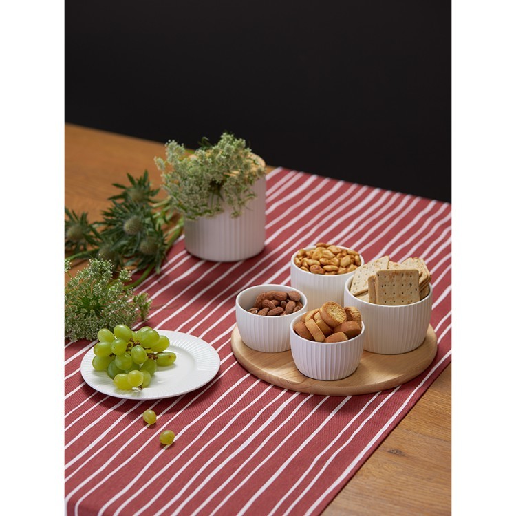 Менажница soft ripples, dual glazing, на деревянной подставке, 4 чаши (77704)