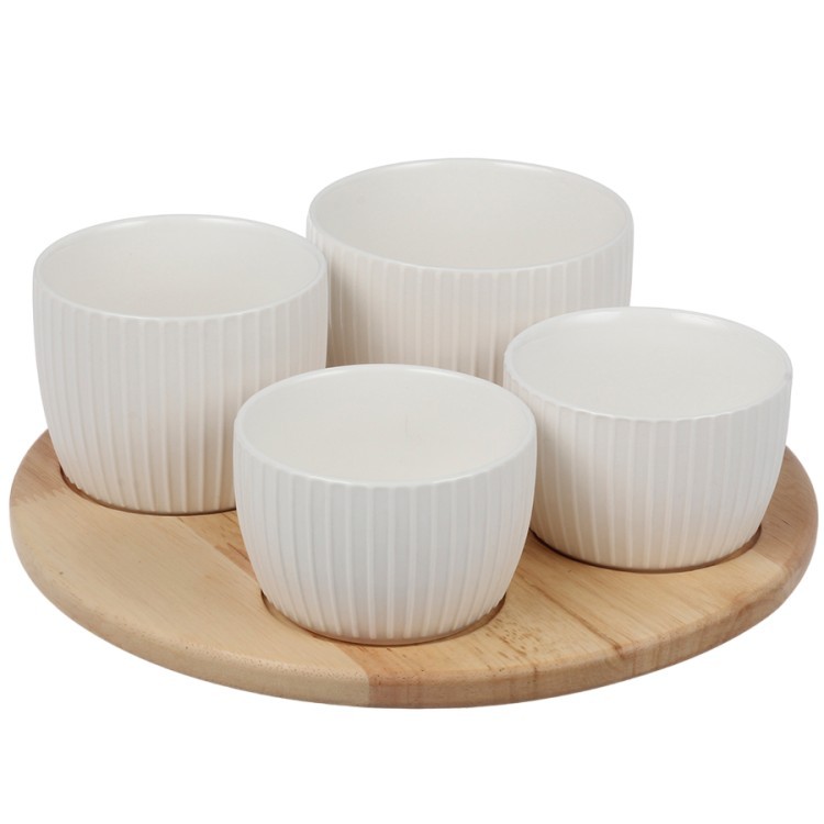 Менажница soft ripples, dual glazing, на деревянной подставке, 4 чаши (77704) Менажница soft ripples, dual glazing, на деревянной подставке, 4 чаши (77704)