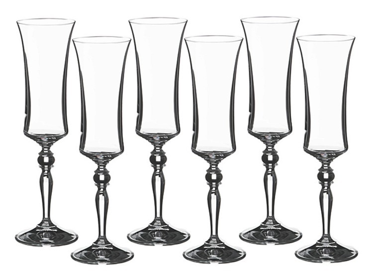 Набор бокалов для шампанского из 6 шт. "грейс" 190 мл. высота=25 см. Crystalex Cz (674-283) 