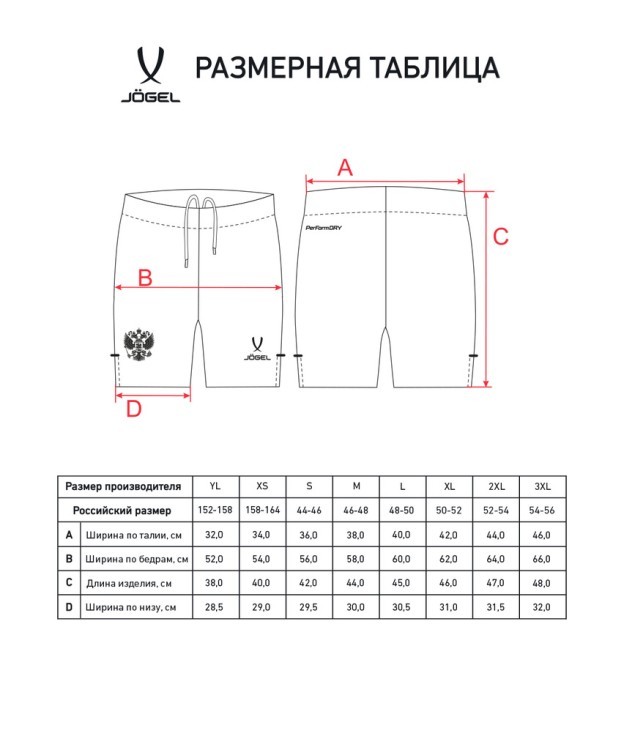 Шорты вратарские JOGEL NATIONAL PerFormDRY GK Shorts, черный (2110731)