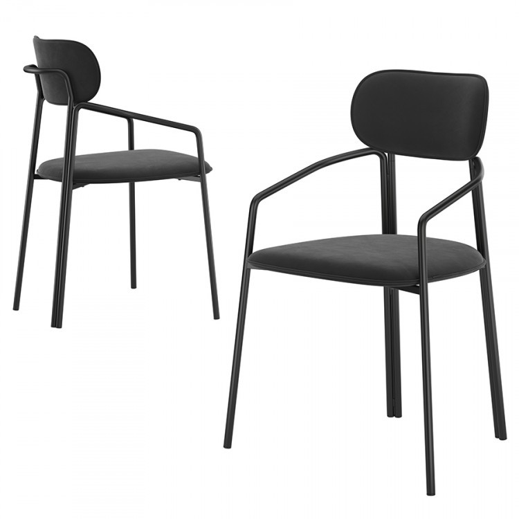 Набор из 2 стульев ror, round, велюр, черный/черный (74284)