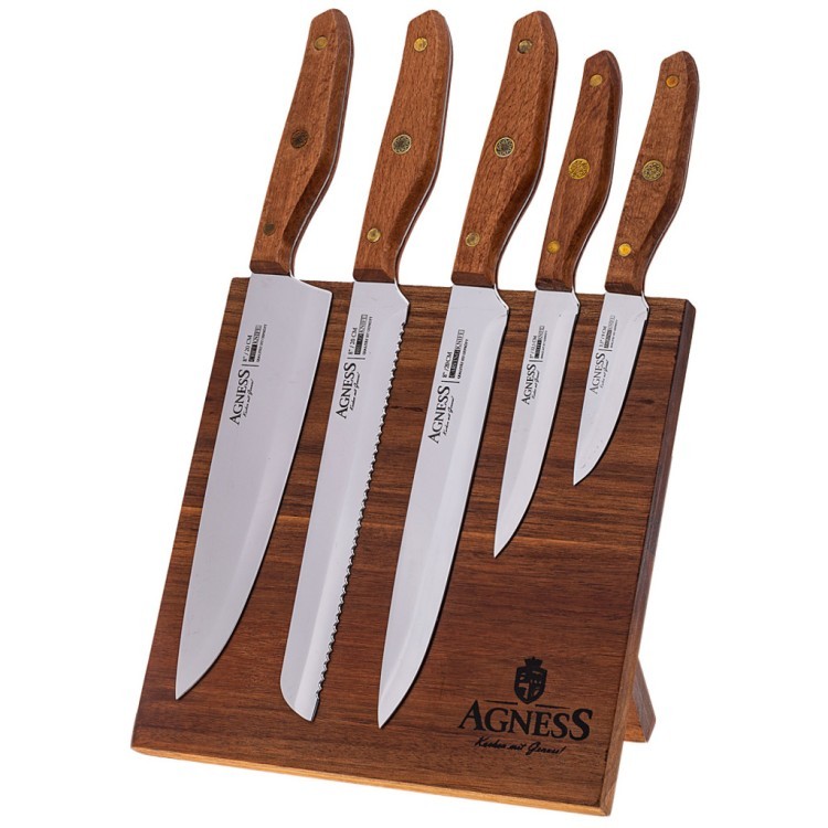 Набор ножей agness на деревянной подставке с магнитом, 6 предметов Agness (911-651)