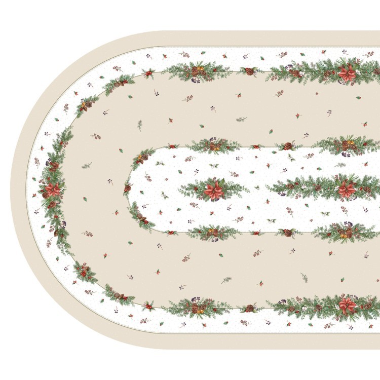 Скатерть  140х300 cm овальная, "celebration", цвет: бежевый, tm lefard, полиэстер 100% (986-001-29) 