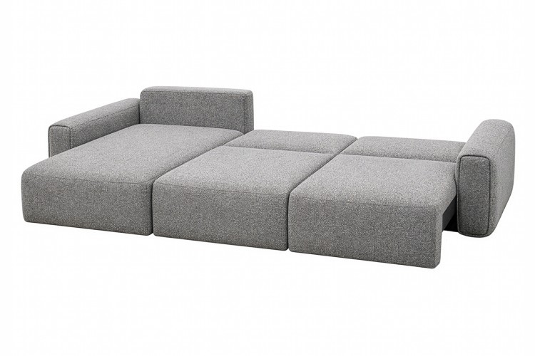 Диван трехместный Турин(Turin)(3 секции) с канапе и мех черно/серый Santo1606 355*163,5**68см (TT-00016959)