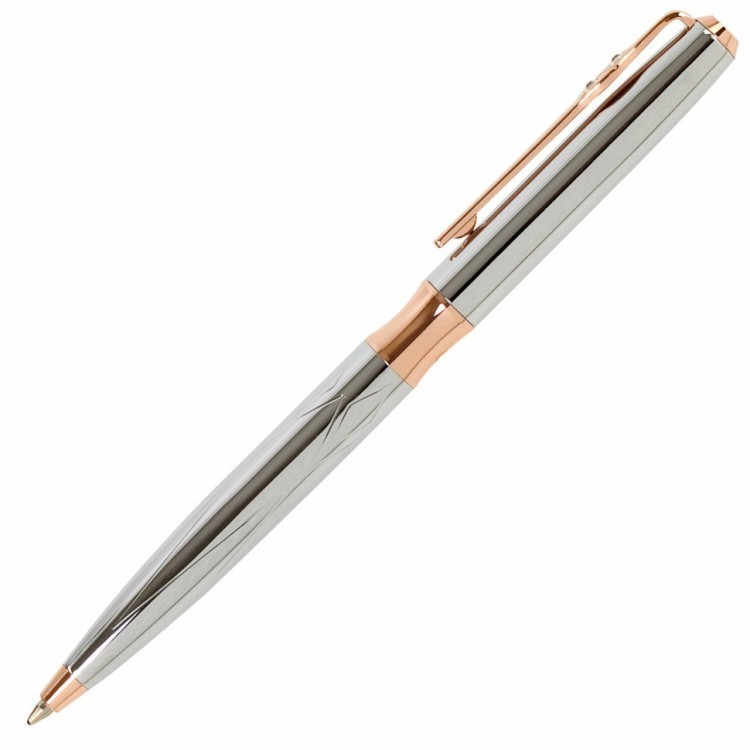 Ручка подарочная шариковая Galant NUANCE SILVER корп. серебристый розовое золото синяя 143520 (1) (92007)