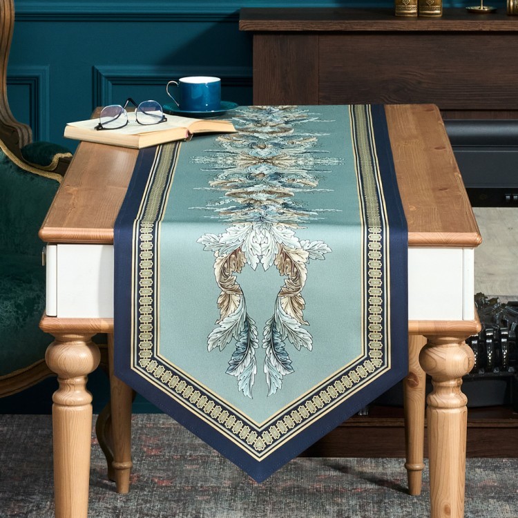 Дорожка "листья мориса" green stripe   45х215см, 100% хлопок,твил c пропиткой Lefard (850-752-34)