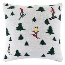 Подушка вязаная с новогодним рисунком Лыжники из коллекции new year essential, 45x45 см (80860)