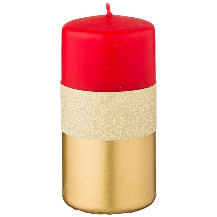 Свеча декоративная столбик "магический блеск" red диаметр 6 см высота 12 см Adpal (348-814)