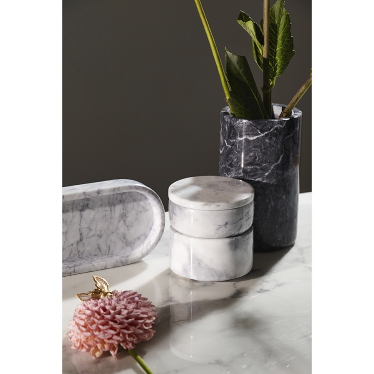 Шкатулка для украшений marm, D10,5 см, белый мрамор (75930)