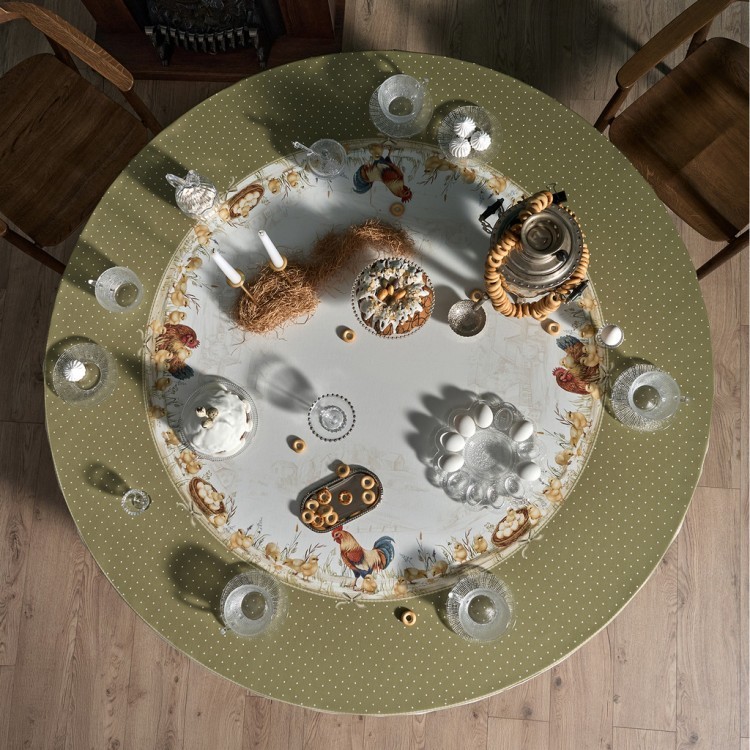 Скатерть круглая "золотая курочка" 220см, 100% хлопок, твил с пропиткой Lefard (850-767-29)