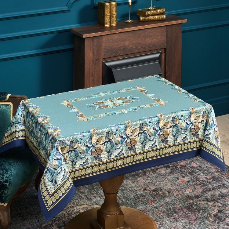 Скатерть "листья морриса" gold stripe 110х140см , 100% хлопок, твил, пропитка Lefard (850-752-20)