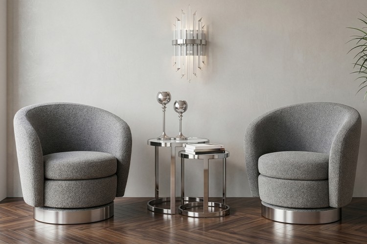 Столы журн(наб из 2шт)стекло мрам/хром d60*60/d46*50 (TT-00005047)