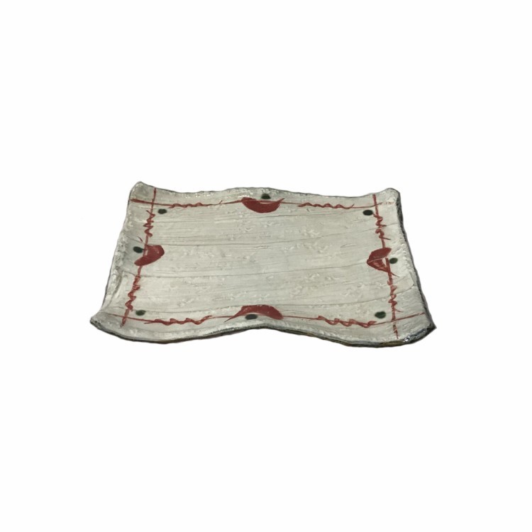 Тарелка 25-Y1-6, ручная работа/каменная керамика, White, red, ROOMERS TABLEWARE