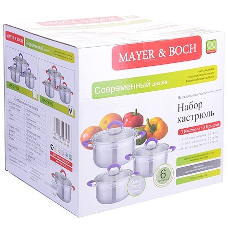 Набор посуды 6пр 1,5+2,5+3,5 л Mayer&Boch (29104)