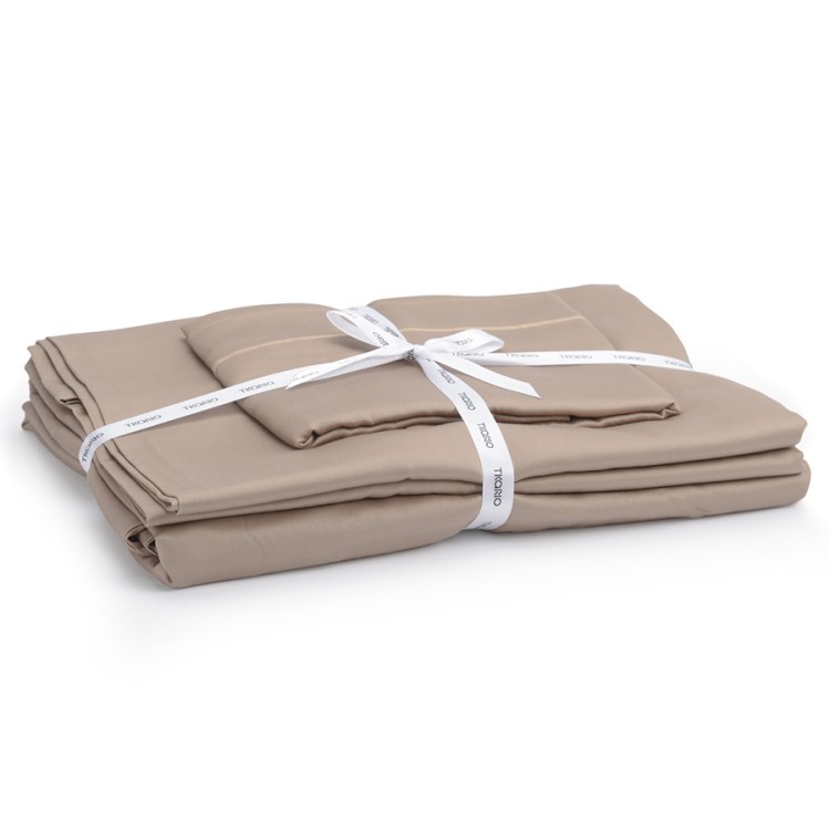 Комплект постельного белья из египетского хлопка essential, бежевый, евро размер (67329)