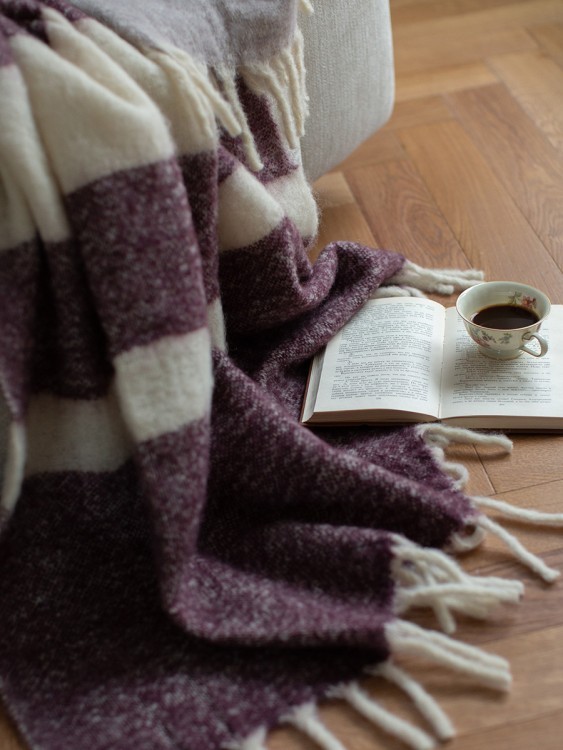 Плед мохеровый over horizon цвета марсала из коллекции trendy ruffles, 130х180 см (79736)