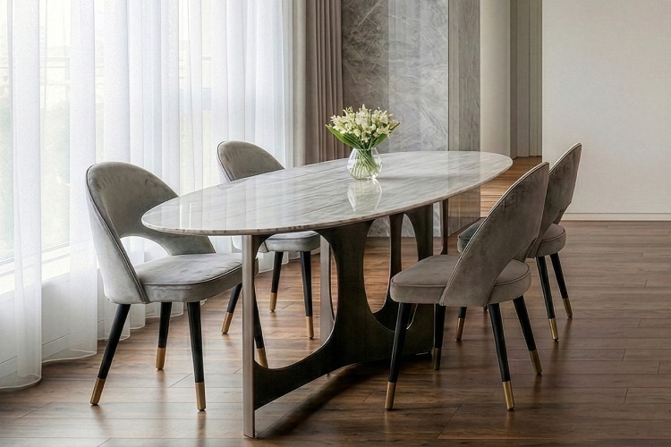 Стол обеденный Травертин (Travertine), столешница травертин 240*110*76см (TT-00016042)