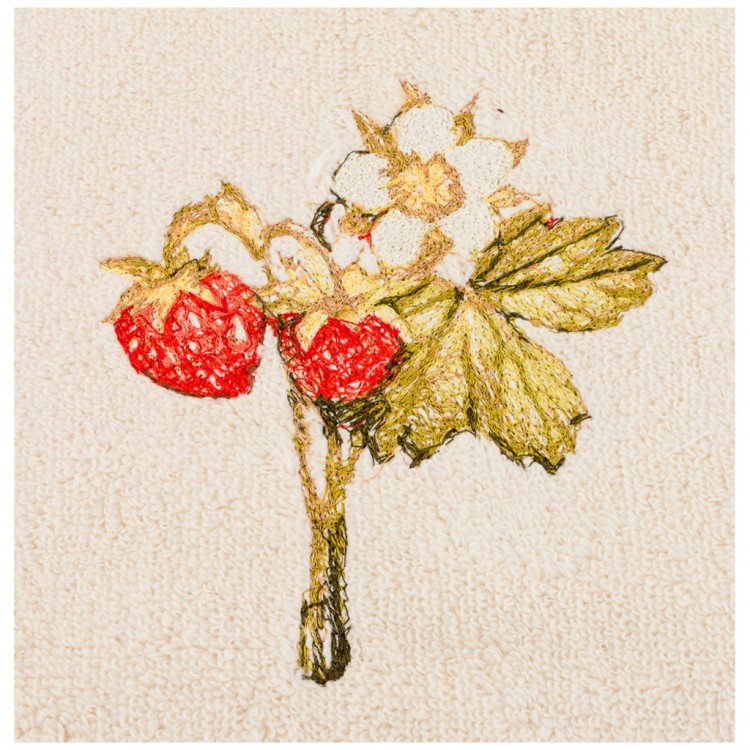 Полотенце махровое "ягодка" 30х50см ,беж+лайм, вышивка SANTALINO (850-600-64)