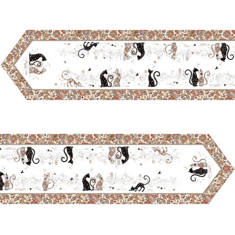 Дорожка на стол "парижские коты", 45х300см, 100% хлопок,твил Lefard (850-746-33)