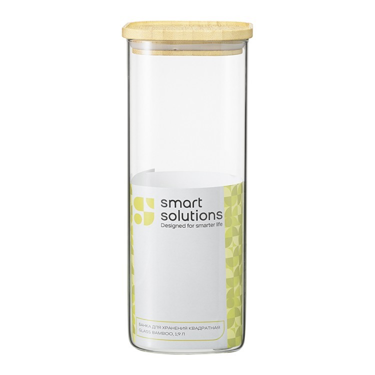 Банка для хранения квадратная glass bamboo, 1,9 л (77500)