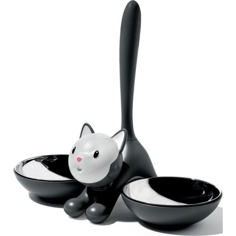 Миска для кошки tigrito двойная чёрная (53357)