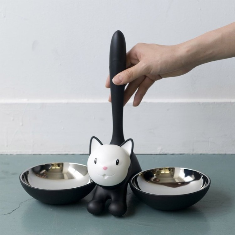 Миска для кошки tigrito двойная чёрная (53357)