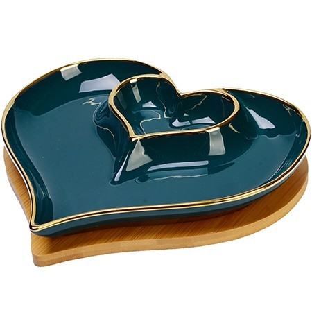 Менажница Сердце 2 секции с подставкой 2пр фарфор/дерево LR (12090) Менажница Сердце 2 секции с подставкой 2пр фарфор/дерево LR (12090)
