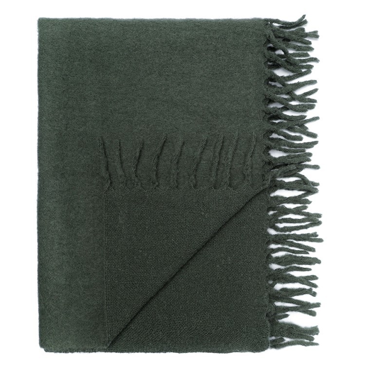 Плед мохеровый хвойно-зеленого цвета из коллекции essential, 130х180 см (79737)