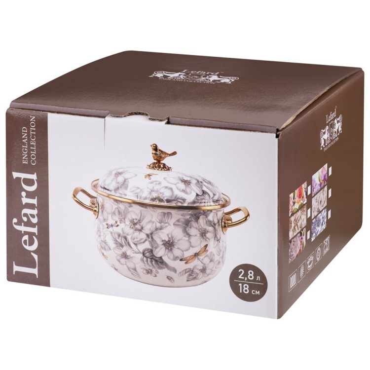 Кастрюля lefard эмалированная с крышкой, серия фландрия, 2,8л, диа.18см Lefard (950-767)