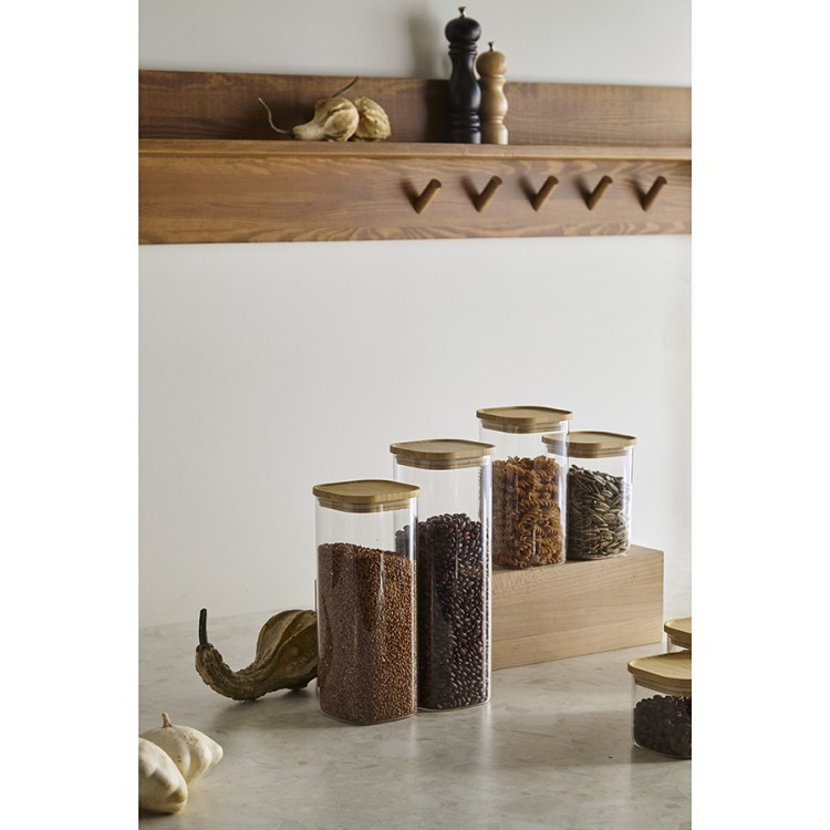 Банка для хранения квадратная glass bamboo, 1,4 л (77498)