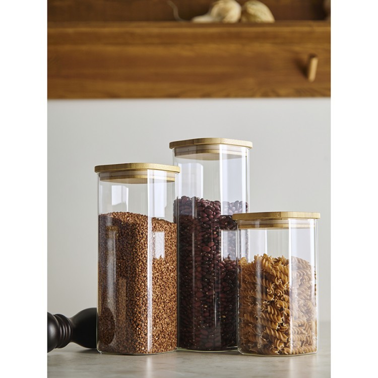 Банка для хранения квадратная glass bamboo, 1,4 л (77498)