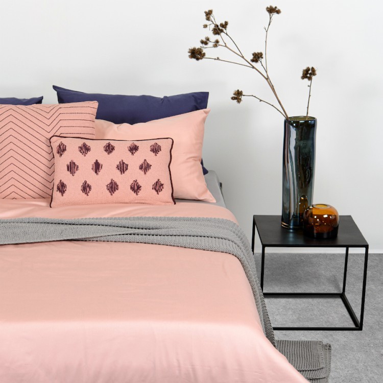 Комплект постельного белья двуспальный из сатина цвета пыльной розы из коллекции essential (66419)