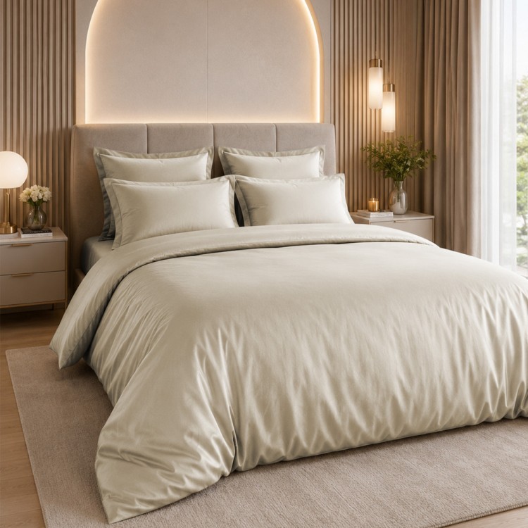 Кпб,king size,"solid" бежевый, сатин, хлопок 100%,п.240х260-1шт,пр.260х260-1шт,н.50х70-2шт/70х70-2ш Lefard (989-004-19)