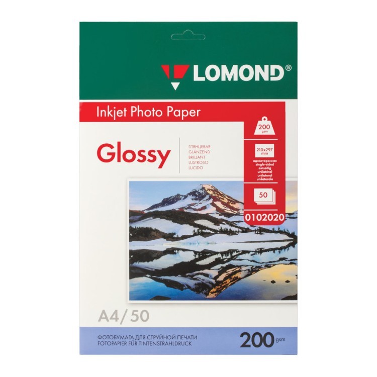 Фотобумага для струйной печати Lomond А4 200 г/м2 50 листов односторонняя глянцевая 0102020 (1) (65446)