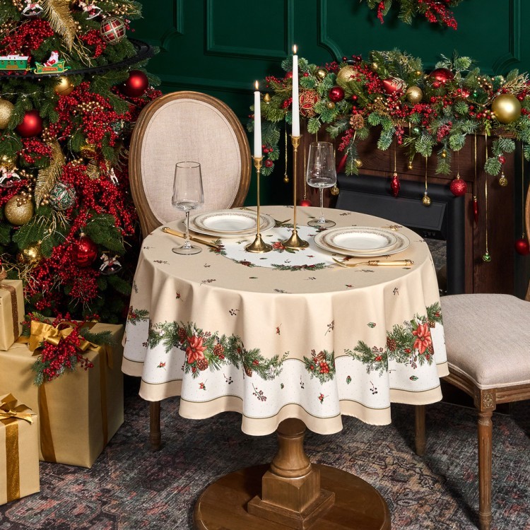 Скатерть круглая "celebration"150 см  ,бежевый, 100% хлопок ,твил горох с пропиткой Lefard (850-734-27) Скатерть круглая "celebration"150 см  ,бежевый, 100% хлопок ,твил горох с пропиткой Lefard (850-734-27)