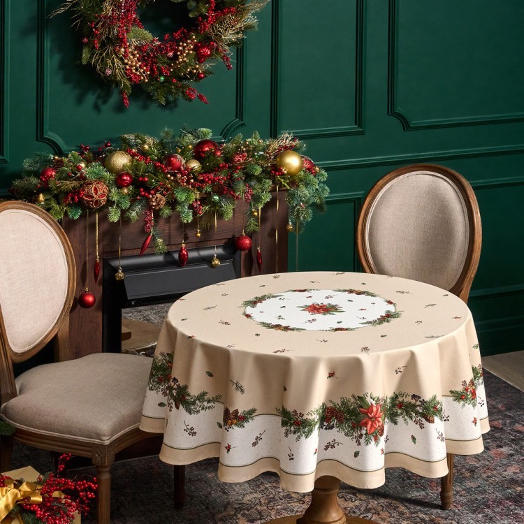 Скатерть круглая "celebration"150 см  ,бежевый, 100% хлопок ,твил горох с пропиткой Lefard (850-734-27) Скатерть круглая "celebration"150 см  ,бежевый, 100% хлопок ,твил горох с пропиткой Lefard (850-734-27)