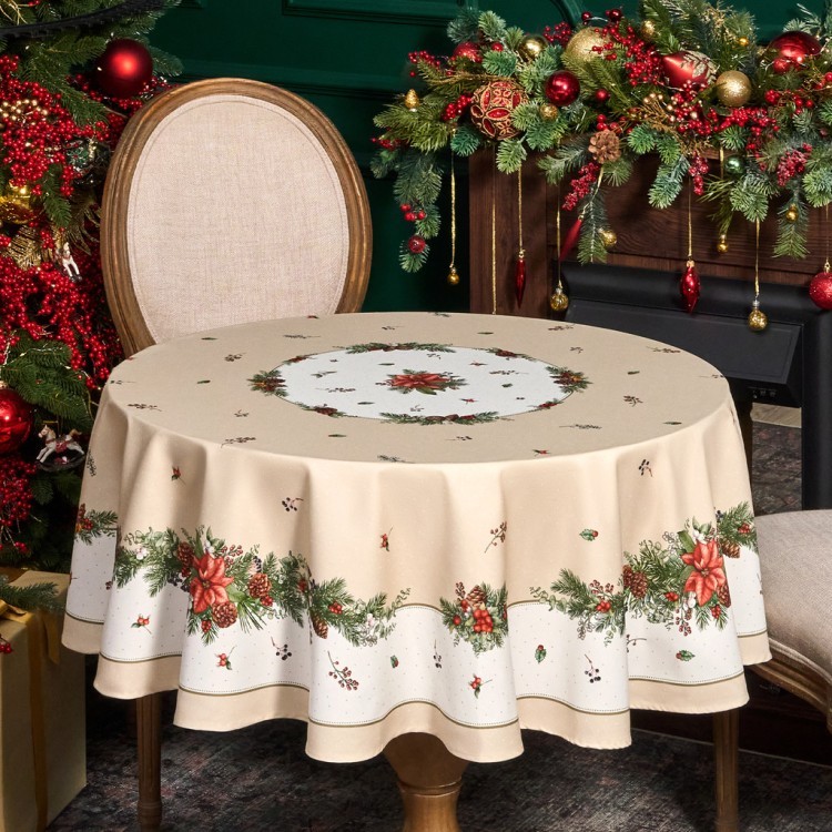 Скатерть круглая "celebration"150 см  ,бежевый, 100% хлопок ,твил горох с пропиткой Lefard (850-734-27) Скатерть круглая "celebration"150 см  ,бежевый, 100% хлопок ,твил горох с пропиткой Lefard (850-734-27)