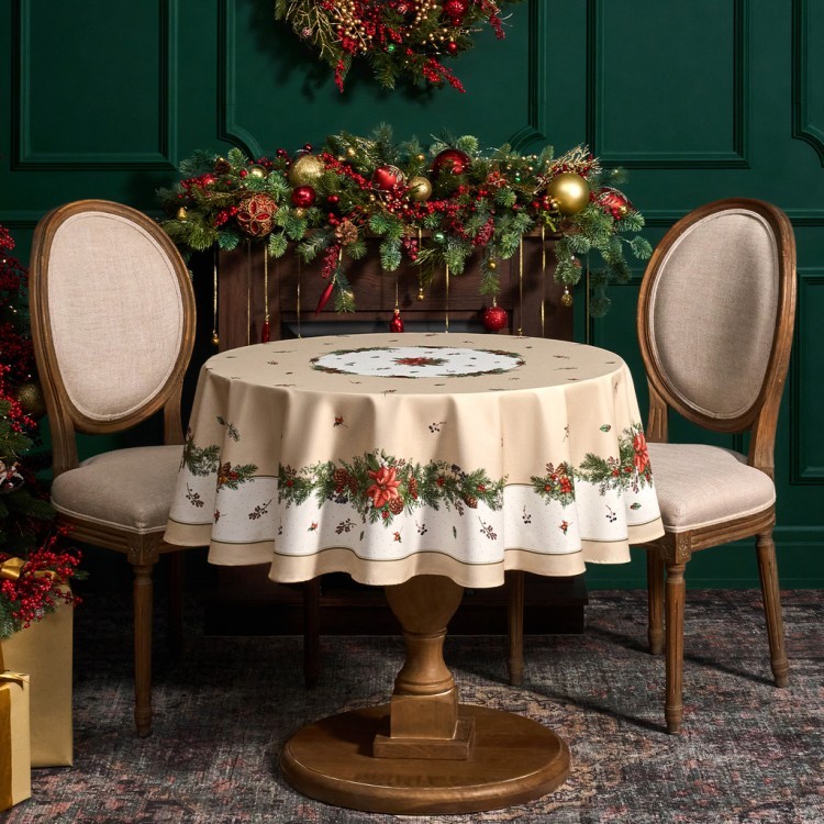 Скатерть круглая "celebration"150 см  ,бежевый, 100% хлопок ,твил горох с пропиткой Lefard (850-734-27) Скатерть круглая "celebration"150 см  ,бежевый, 100% хлопок ,твил горох с пропиткой Lefard (850-734-27)