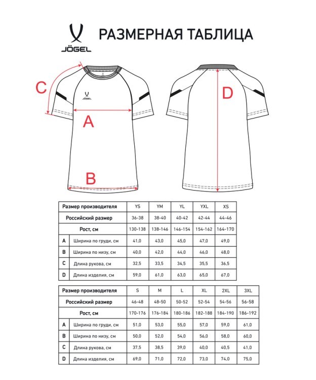 Футболка тренировочная JOGEL CAMP 2 Training Poly Tee, красный (2112599)