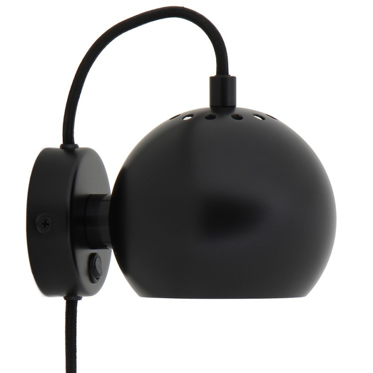 Лампа настенная ball, D12 см, черная матовая (70056)