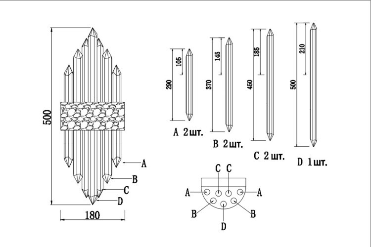 Бра золото, стекло прозрач. 18*h50см (TT-00010098)