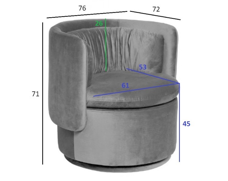 Кресло поворотное велюр кремовый 76*72*71см (TT-00016097)