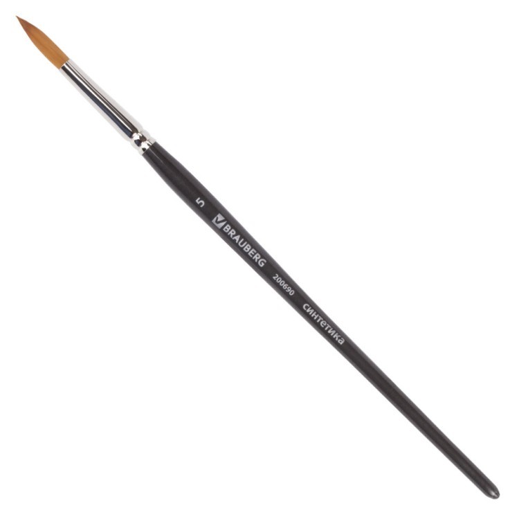 Кисть художественная Brauberg Art Classic синтетика мягкая, круглая, № 5, короткая ручка 200690 (69419)