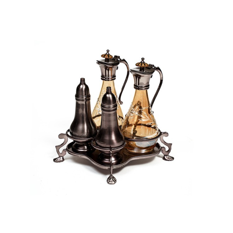 Сервировочный набор на подставке 10421BA/N, латунь, стекло, Bronze, ROOMERS TABLEWARE