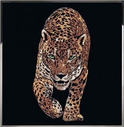 Картина Золотой ягуар с кристаллами Swarovski (2365)