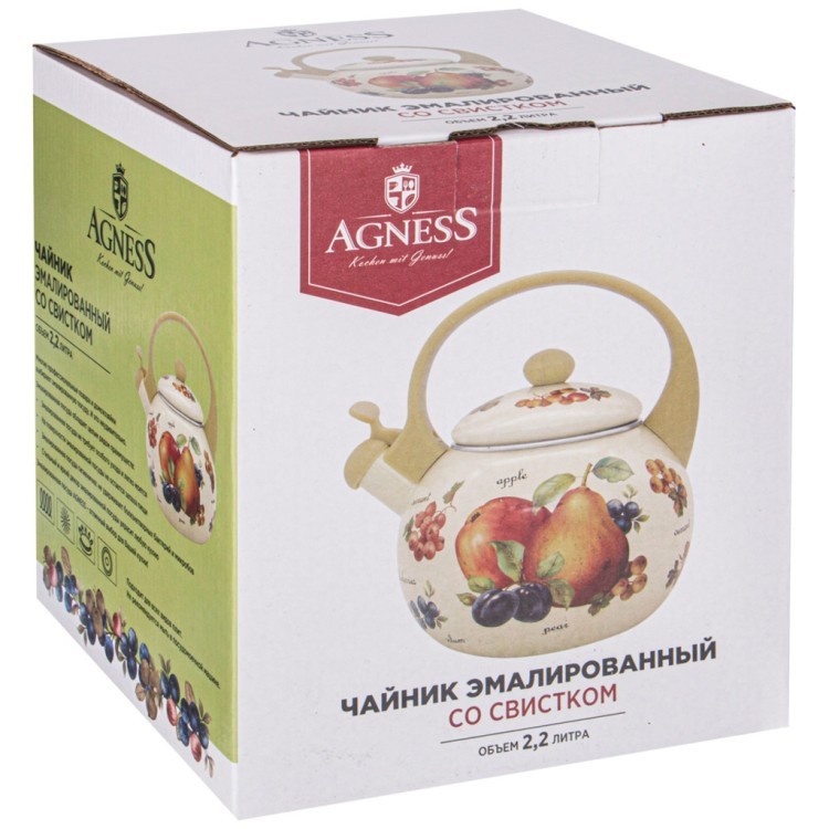 Чайник agness эмалированный со свистком серия "маки", 2,2л, индукционное дно Agness (934-449) Чайник agness эмалированный со свистком серия "маки", 2,2л, индукционное дно Agness (934-449)