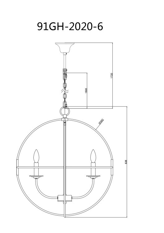 Лампа потолочная Сфера латунь/черный d.56см h.60см (TT-00006936)