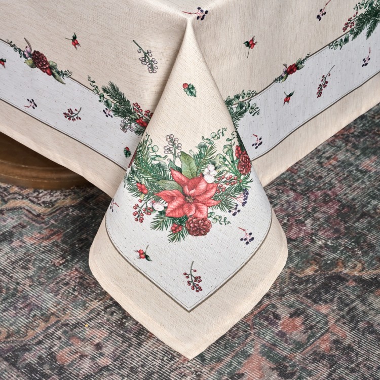 Скатерть  160х220 cm  прямоугольная, "celebration", цвет: бежевый, tm lefard, полиэстер 100% (кор=18 Lefard (986-001-20)